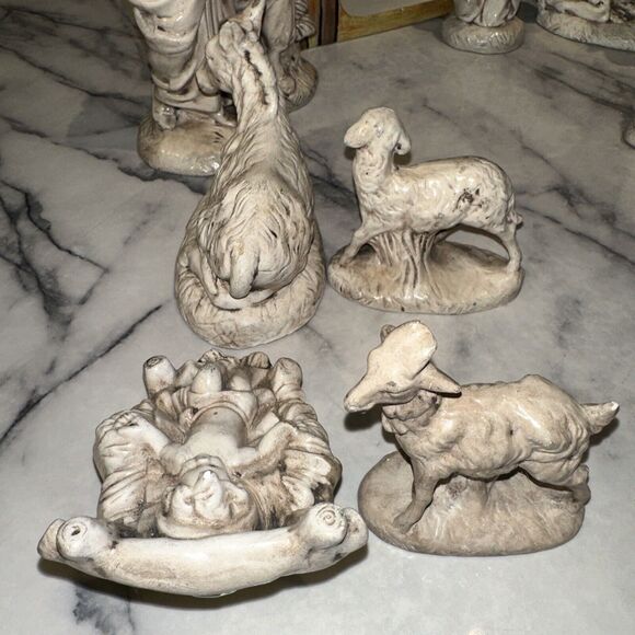 Vintage Atlantic Mold Ceramic 11pc Manger Nativity Set Handmade Handpainted Xmas - Picture 12 of 16